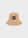 Triomphe Raffia Bucket Hat Natural Black - CELINE - BALAAN 3