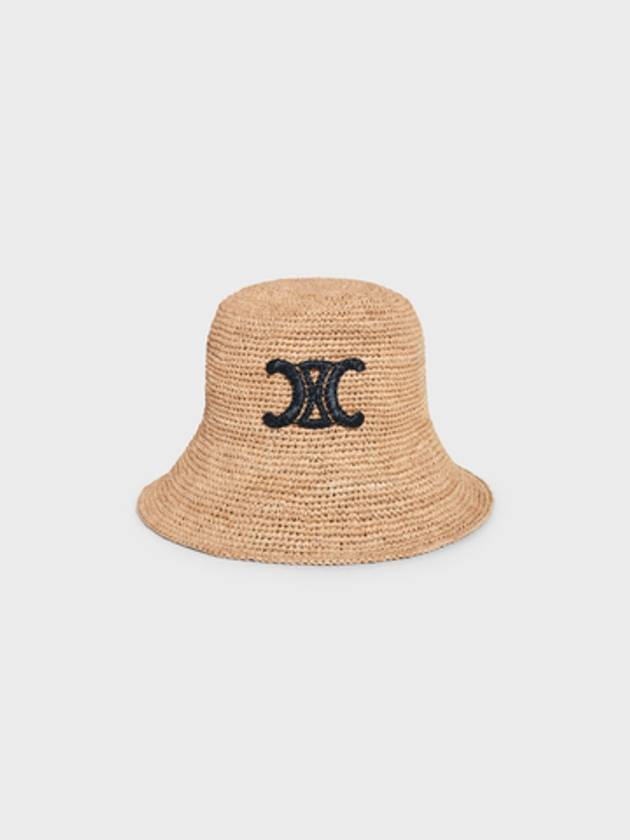 Triomphe Raffia Bucket Hat Natural Black - CELINE - BALAAN 3