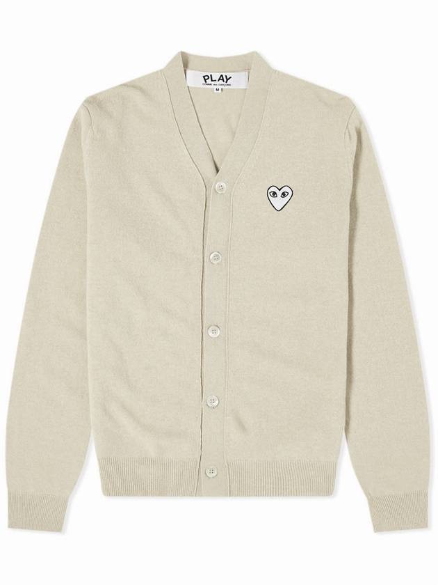 Play White Waffen V-neck Cardigan Ivory - COMME DES GARCONS - BALAAN 1