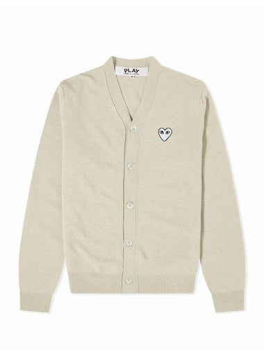 Play White Waffen V-neck Cardigan Ivory - COMME DES GARCONS - BALAAN 1