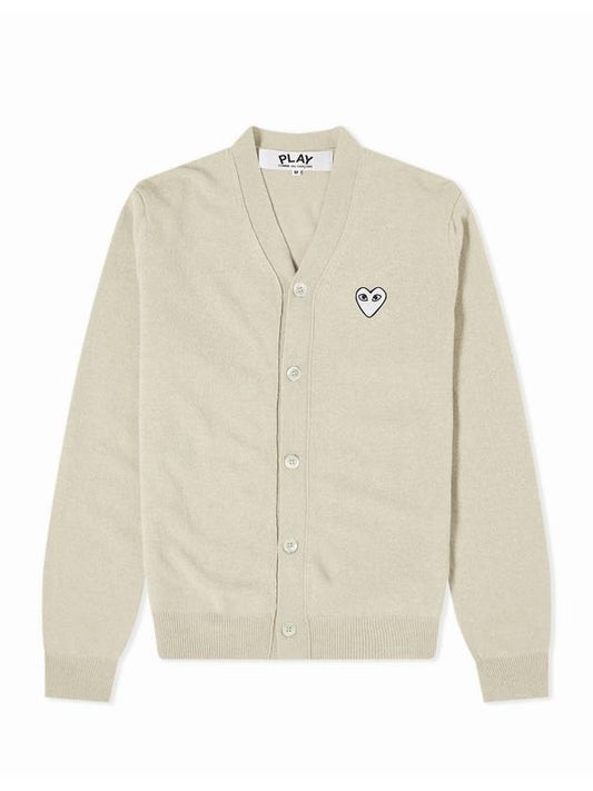 Play White Waffen V-neck Cardigan Ivory - COMME DES GARCONS - BALAAN 1