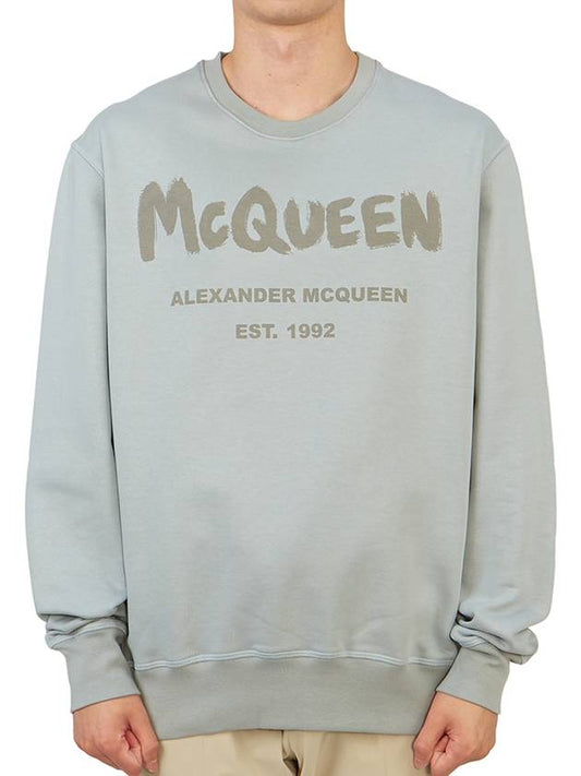 Men's Logo Graffiti Sweatshirt Dove Grey - ALEXANDER MCQUEEN - BALAAN 2