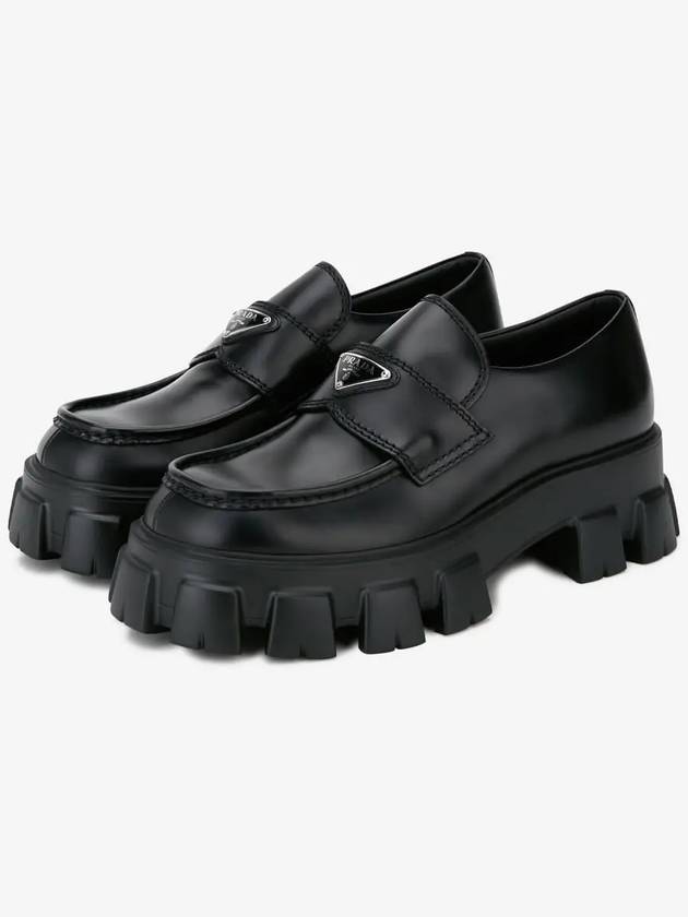 Monolith Brushed Leather Loafers Black - PRADA - BALAAN 3