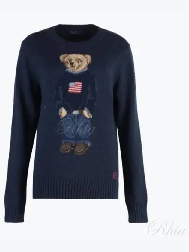 Bear Crew Neck Knit Top Navy - POLO RALPH LAUREN - BALAAN 2