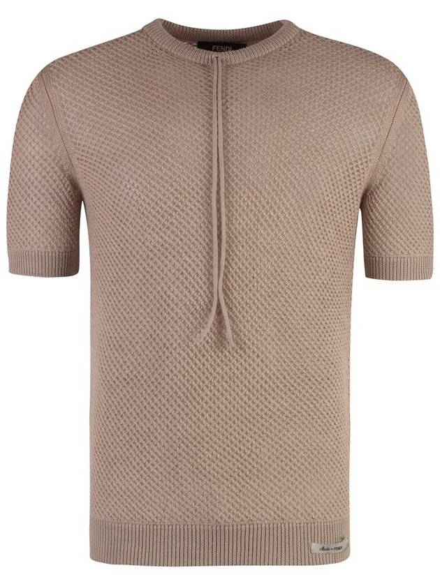 Mesh Ribbed Wool Knit Top Beige - FENDI - BALAAN 2