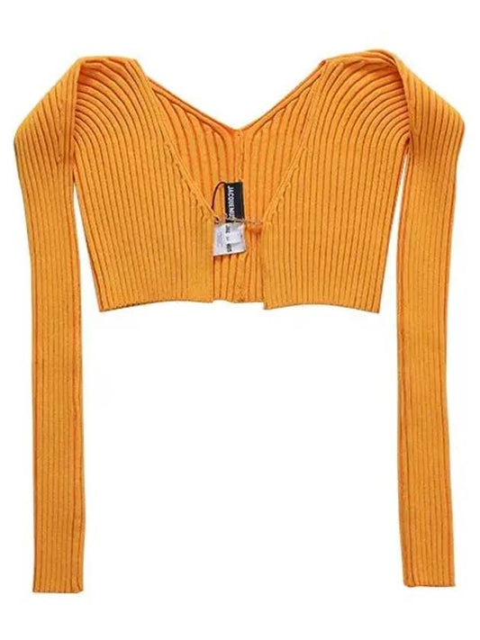 La Maille Pralu Micro Charm Logo Cardigan Orange - JACQUEMUS - BALAAN 2