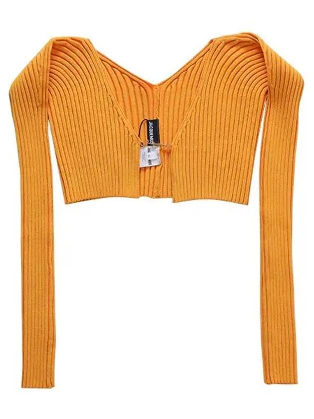 La Maille Pralu Micro Charm Logo Cardigan Orange - JACQUEMUS - BALAAN 2