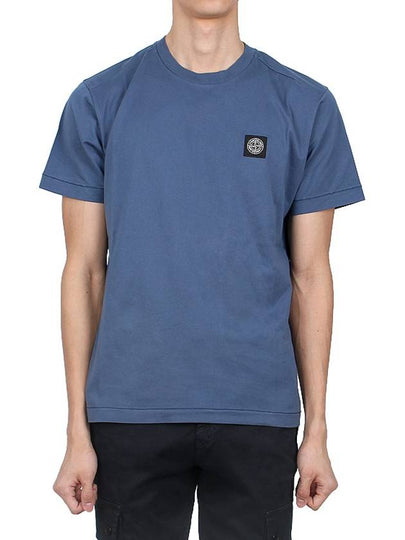 Logo Patch Short Sleeves T-Shirt Avio Blue - STONE ISLAND - BALAAN 2