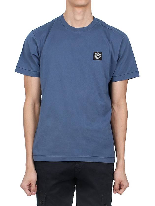 Logo Patch Short Sleeves T-Shirt Avio Blue - STONE ISLAND - BALAAN 3