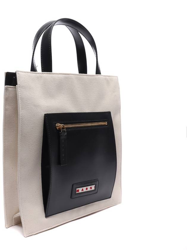 Small Zipped Canvas Tote Bag White - MARNI - BALAAN 4