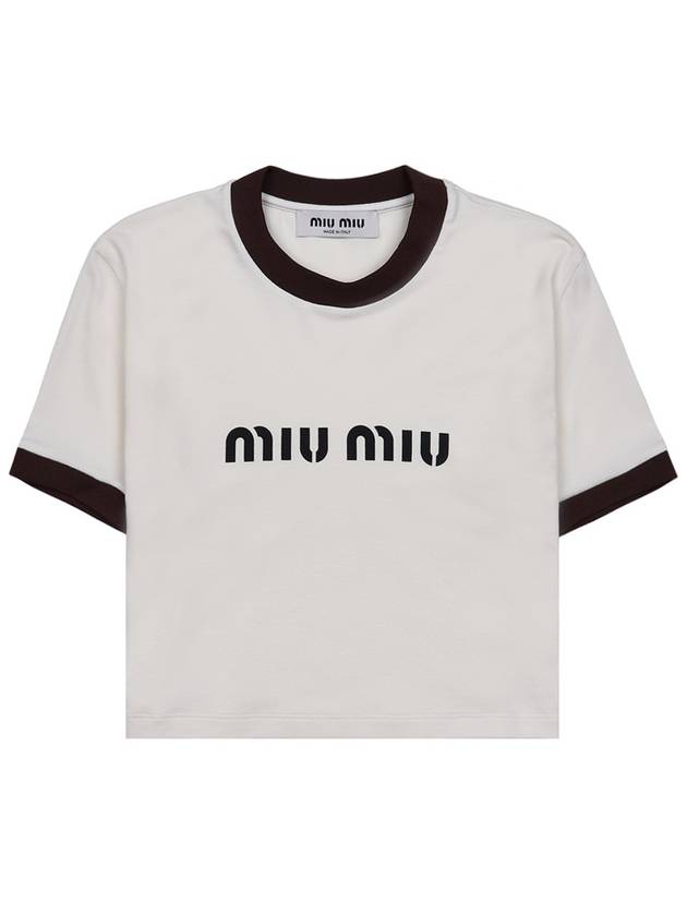 Logo Short Sleeve T-Shirt White - MIU MIU - BALAAN 9