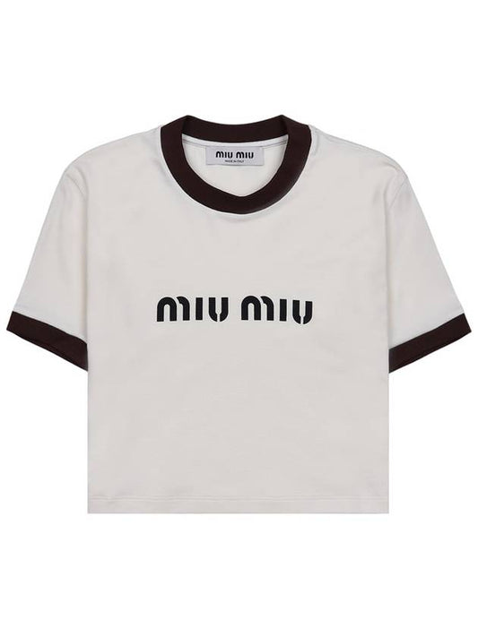 Logo Short Sleeve T-Shirt White - MIU MIU - BALAAN 2