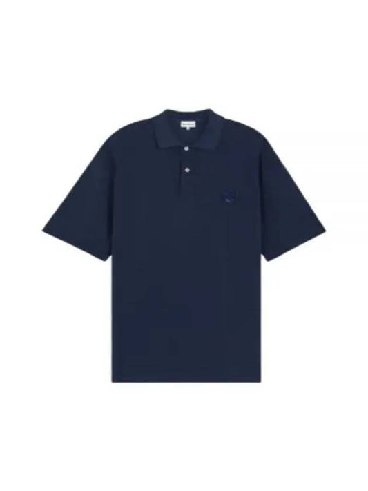 Bold Fox Head Patch Oversized Polo Shirt Navy - MAISON KITSUNE - BALAAN 2