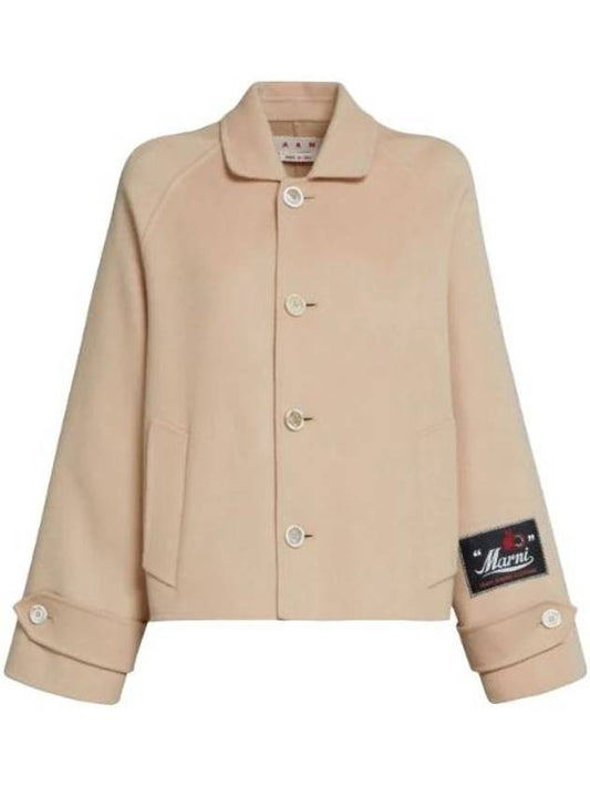 Logo Patch Virgin Wool Jacket Beige - MARNI - BALAAN 1