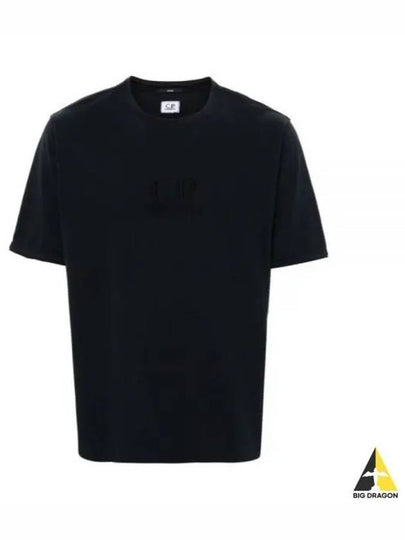 Tacting Piquet Logo Short Sleeve T-Shirt Black - CP COMPANY - BALAAN 2