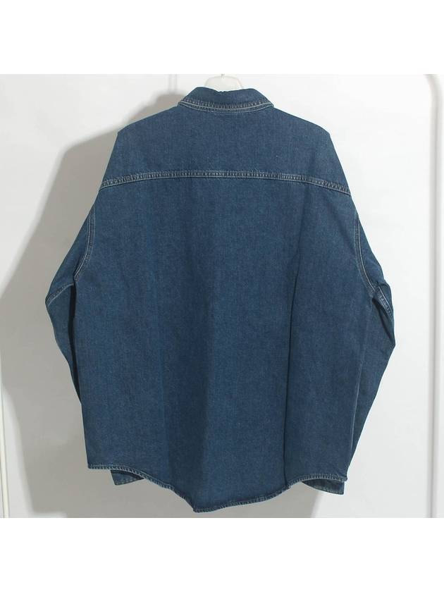 Crystal Logo Overfit Denim Cotton Long Sleeve Shirt Blue - VETEMENTS - BALAAN 3