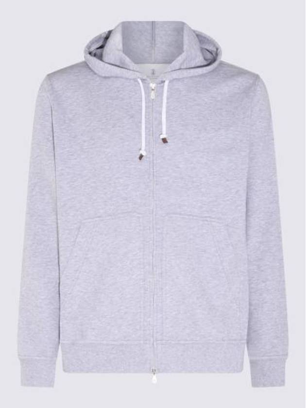 Tech Cotton Zip-Up Hoodie Heather Grey - BRUNELLO CUCINELLI - BALAAN 6