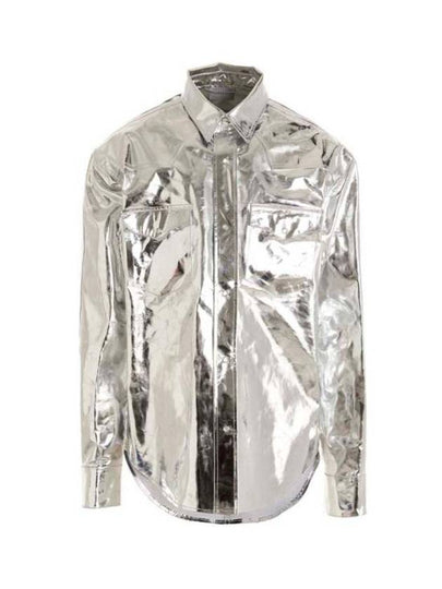 Metallic Effect Over Long Sleeve Shirt Silver - VETEMENTS - BALAAN 2