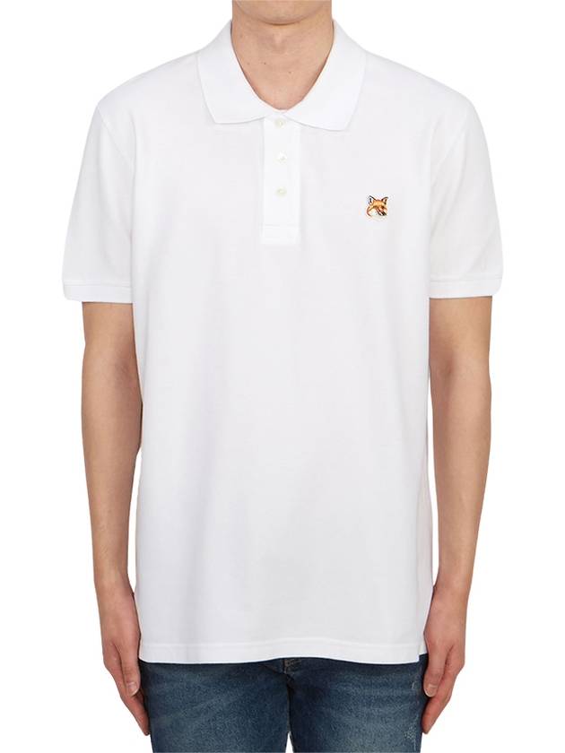 Fox Head Patch Cotton Polo Shirt White - MAISON KITSUNE - BALAAN 4