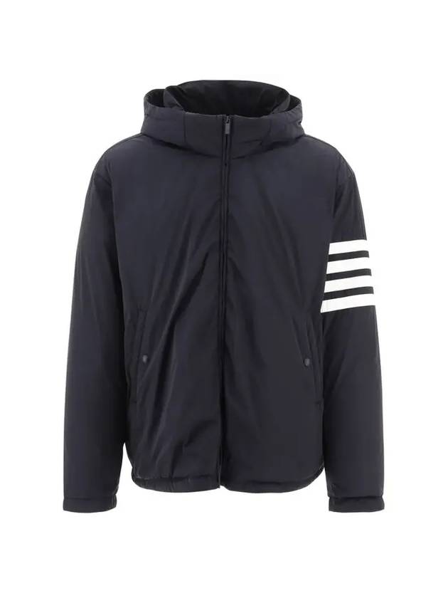 Poly Twill 4-bar Down Filled Hooded Jacket Navy - THOM BROWNE - BALAAN 1