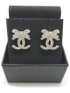 CC Logo Ribbon Metal Diamantes Crystal Earrings Silver - CHANEL - BALAAN 3