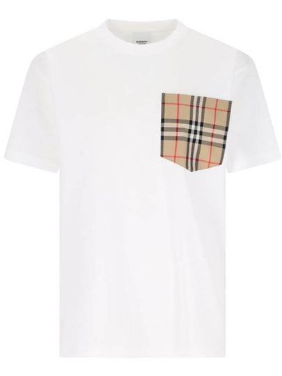 Check Pocket Crew Neck Cotton Short Sleeve T-Shirt White - BURBERRY - BALAAN 2