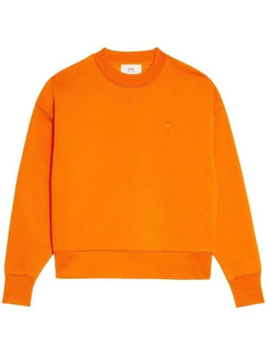 Tonal Heart Crew Neck Sweatshirt Orange - AMI - BALAAN 1