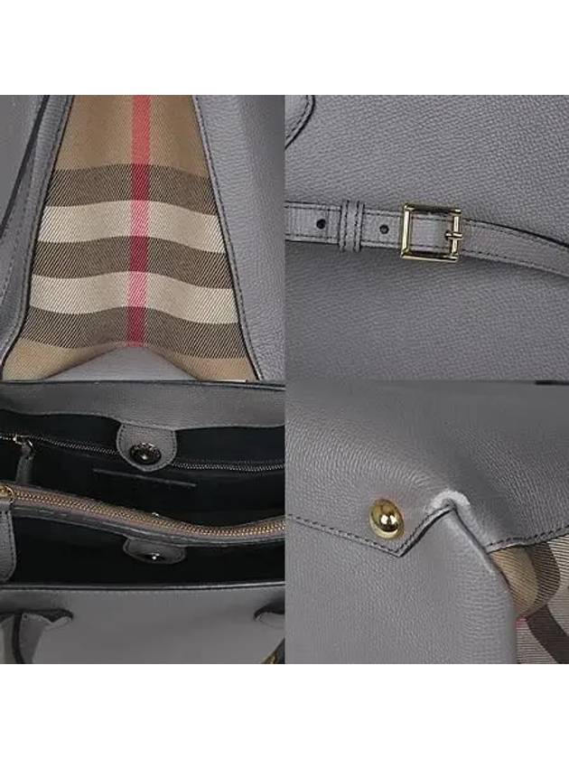 4020282 Gray Leather Check Medium Banner 2WAY - BURBERRY - BALAAN 5