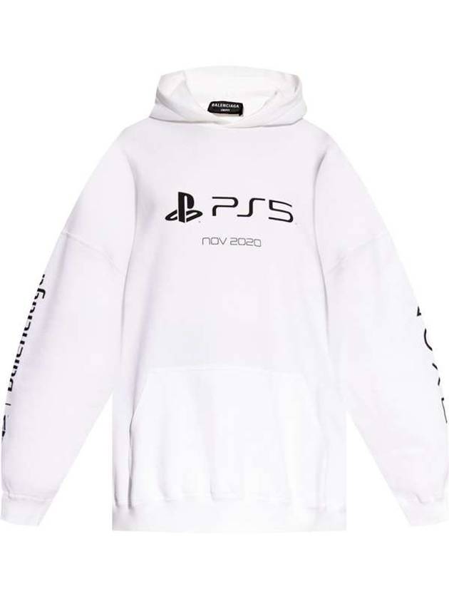 PS5 logo print overfit hoodie white - BALENCIAGA - BALAAN.