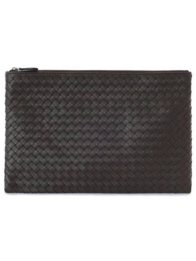 Intrecciato Document Leather Clutch Bag Brown - BOTTEGA VENETA - BALAAN 2