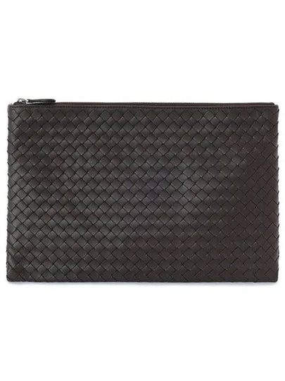 Intrecciato Document Leather Clutch Bag Brown - BOTTEGA VENETA - BALAAN 2