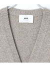 Heart Logo V-Neck Cashmere Cardigan Heather Champagne - AMI - BALAAN 6