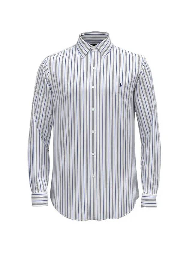 Embroidered Pony Logo Striped Long Sleeve Shirt Blue White - POLO RALPH LAUREN - BALAAN 2