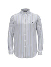 Polo Pony Logo Embroidered Striped Cotton Shirt 710945247001 - RALPH LAUREN - BALAAN 1