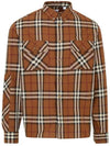 Check Cotton Long Sleeve Shirt Dark Burch Brown - BURBERRY - BALAAN.