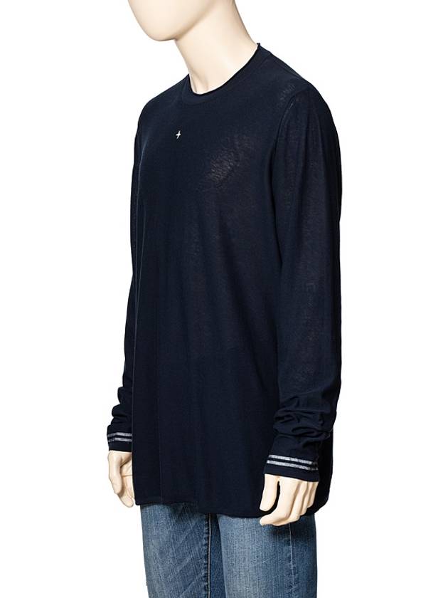 Men's Star Logo Cotton Knit Top Navy - STONE ISLAND - BALAAN 3