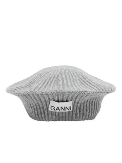 Logo Rib Edge Wool Beret Paloma Melange - GANNI - BALAAN 2