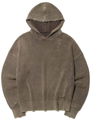 Dying Washed Knit Hoodie Dark Brown - BIG UNION - BALAAN 1