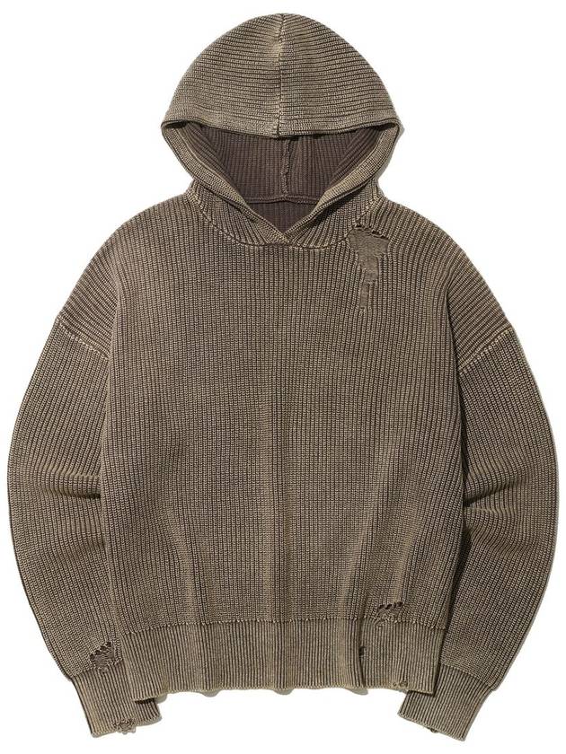 Dying Washed Knit Hoodie Dark Brown - BIG UNION - BALAAN 3