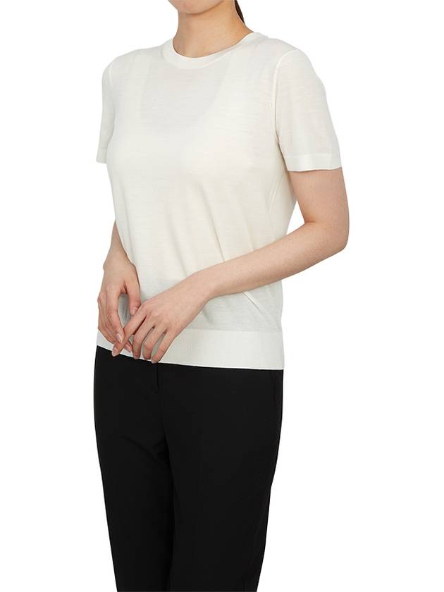 Women's Regal Wool Slim Crew Neck Short Sleeve T-Shirt Ivory - THEORY - BALAAN 6