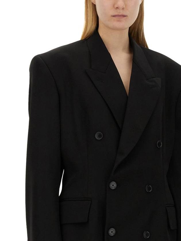 Cinched Double Breasted Wool Jacket Black - BALENCIAGA - BALAAN 5