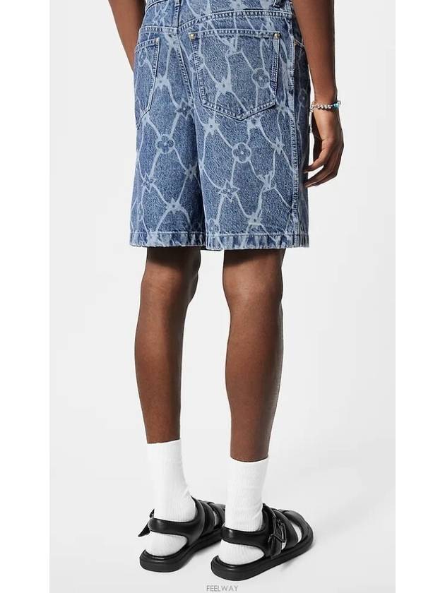 1AFQFH Monogram Printed Denim Shorts - LOUIS VUITTON - BALAAN 3