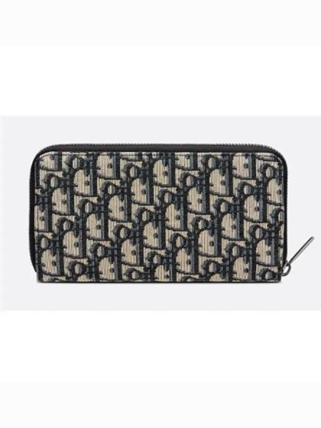 Oblique Jacquard Zipper Long Wallet Black Beige - DIOR - BALAAN 3