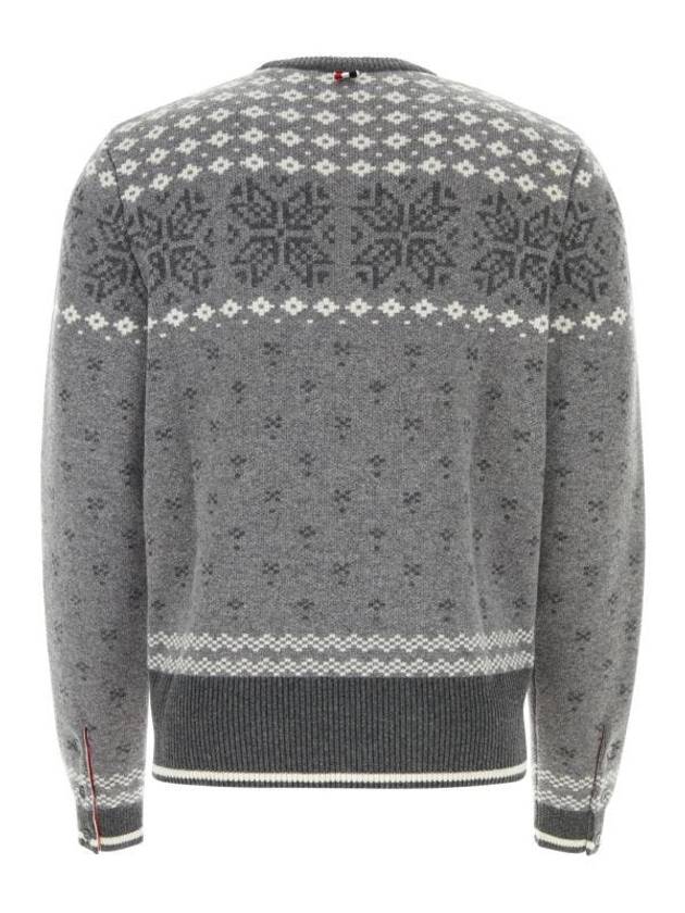 Snowflake Fair Isle Wool Knit Top Grey - THOM BROWNE - BALAAN 4