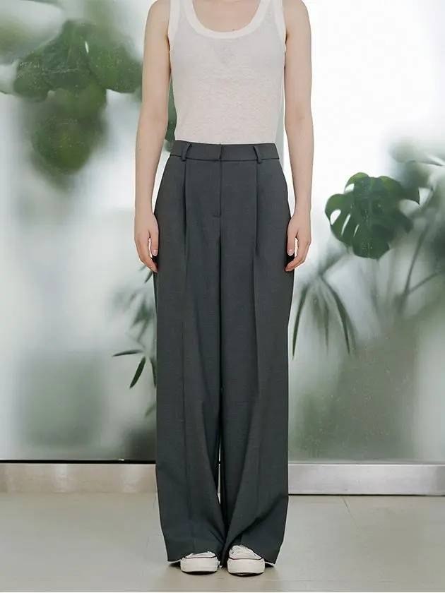 Onetuck semiwide pants gray - PINBLACK - BALAAN 1