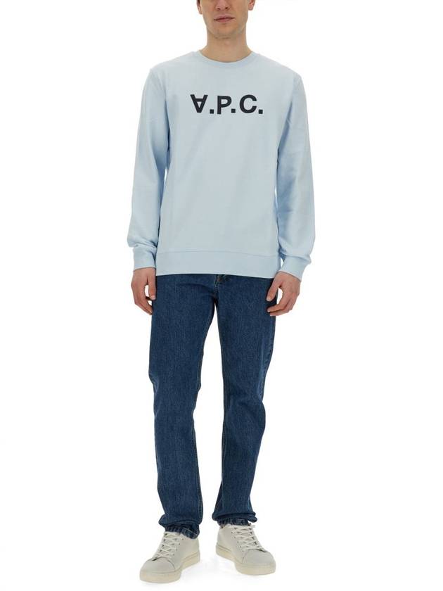 VPC Logo Crew Neck Sweatshirt Light Blue - A.P.C. - BALAAN 3