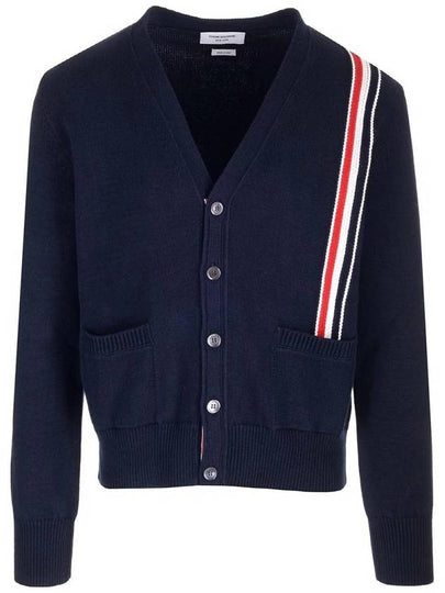 RWB Striped Intarsia Cotton Cardigan Navy - THOM BROWNE - BALAAN 2