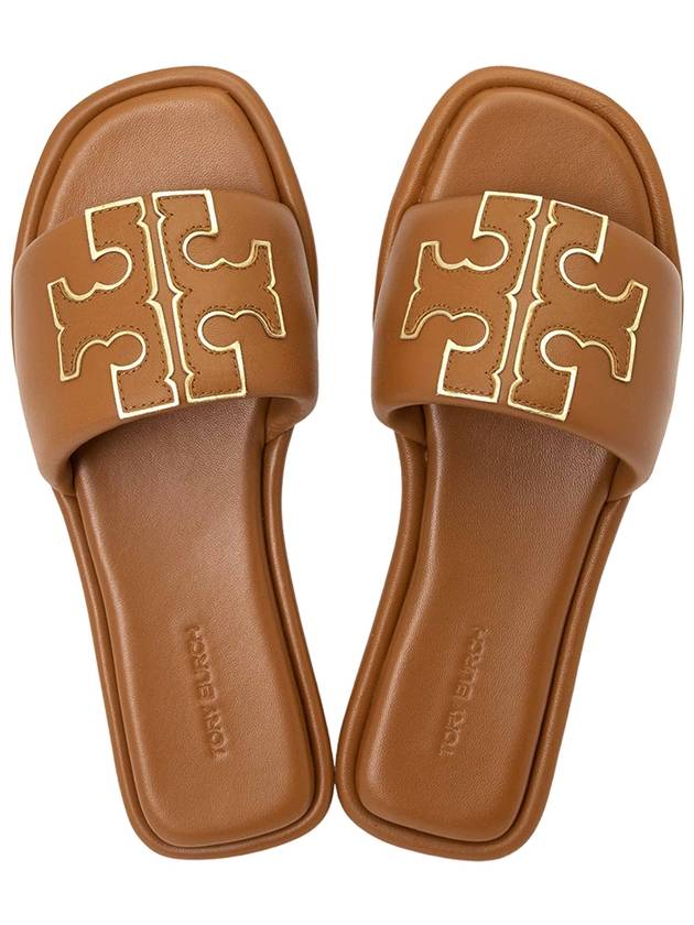 Double T Slide Slippers Brown - TORY BURCH - BALAAN 3