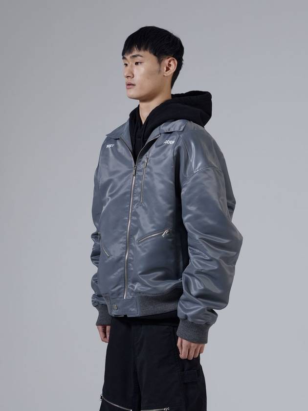 Nylon Collar Jumper Zip-Up Jacket Grey - UNNORM IS DEAD - BALAAN 3