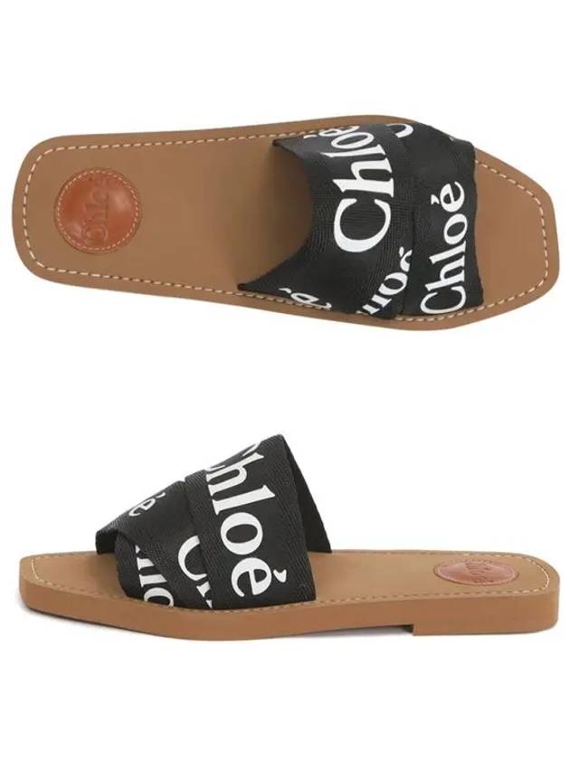 Woody Logo Canvas Strap Flat Mule Black - CHLOE - BALAAN 4